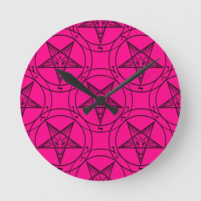 rosa baphomet rund klocka (Framsida)