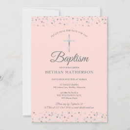  Rosa Baptism Christening Silver Hearts Spara Datumet