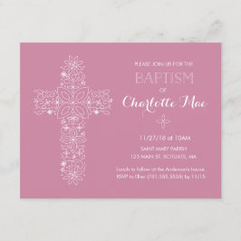 Rosa Baptism Inbjudan - 4,25-tums x 5,5-tums inbju