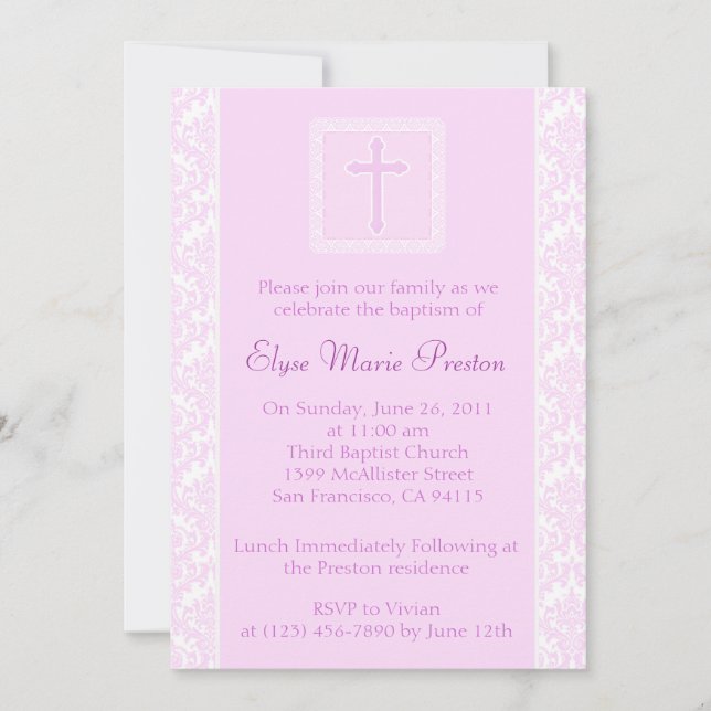 Rosa Baptism/julinbjudning Inbjudningar (Framsida)