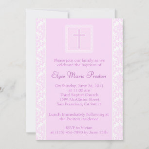 Rosa Baptism/julinbjudning Inbjudningar
