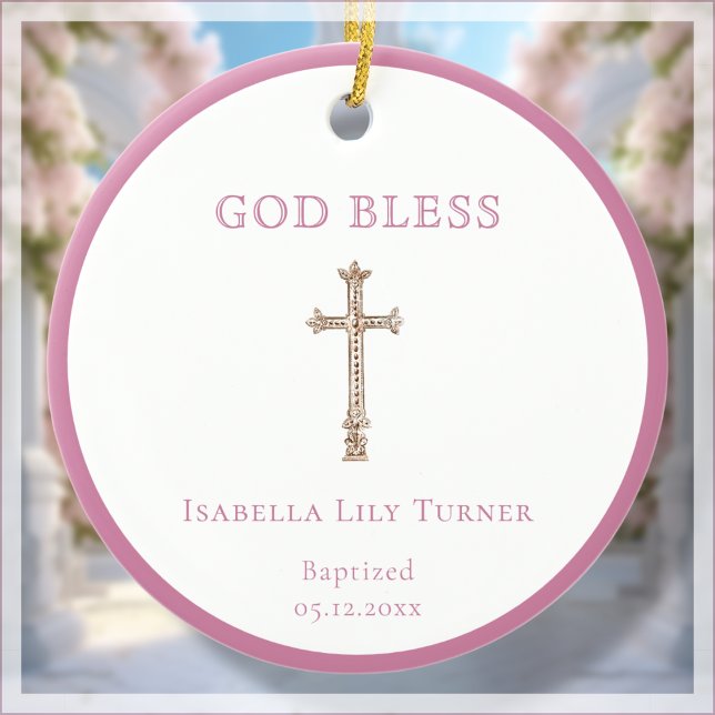 Rosa | Baptism KeepsakCeramic Ornamic Julgransprydnad Keramik (Skapare uppladdad)