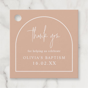 Rosa Baptism minimalistisk Arch-Tack Gåvor Etiketter