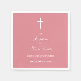  Rosa Baptism Party Napkins Pappersservett