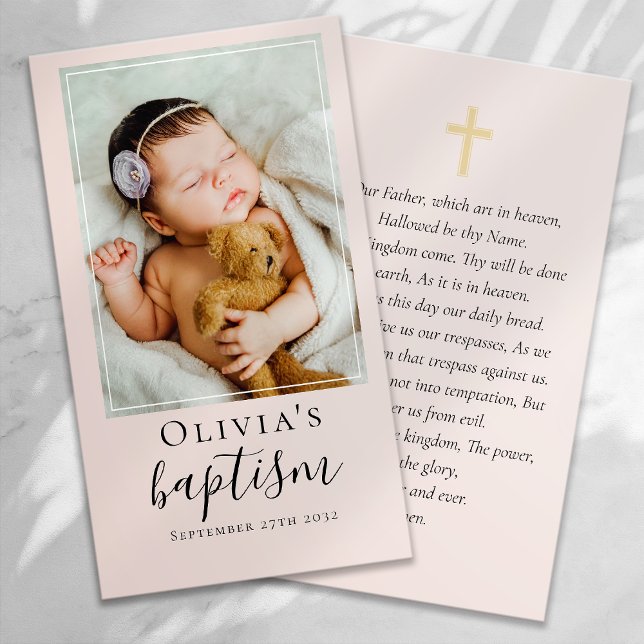  Rosa Baptism Photo Keepsak Prayer Card (Skapare uppladdad)