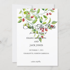 Rosa bär och grön lövverk Spara datumet Inbjudningar