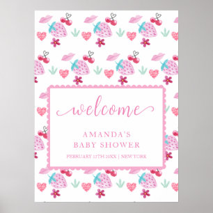 Rosa Bär Söt Sötnos Baby Shower Välkommen Poster