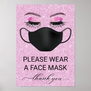 Rosa Bära Ansikte Mask Beauty Salon Covid-19 Poste Poster