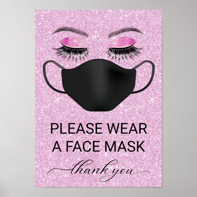 Rosa Bära Ansikte Mask Beauty Salon Covid-19 Poste Poster (Framsidan)