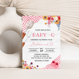 Rosa Barbeque Baby Shower Inbjudningar