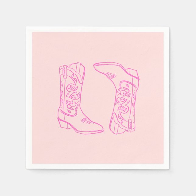 Rosa Barbie-stövlar Cowgirl Möhippa Pappersservett (Framsidan)