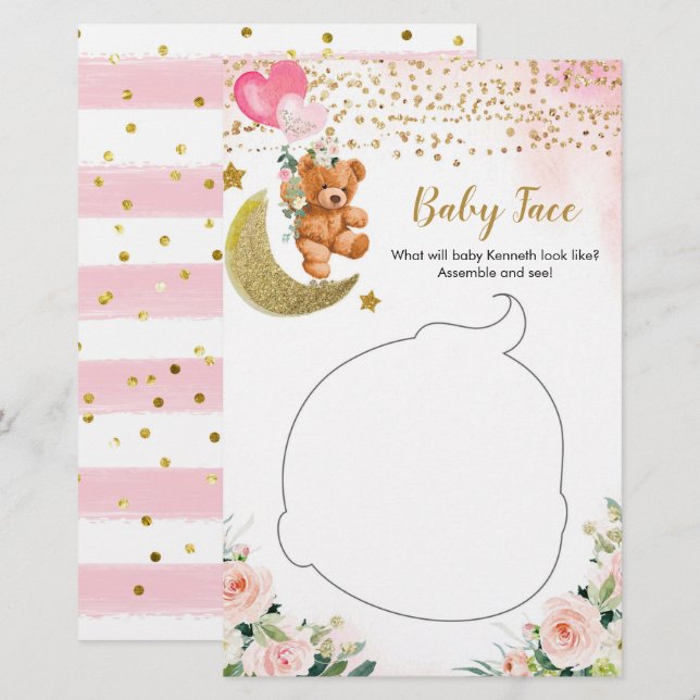 Rosa Barly Baby Shower Baby Ansikte (Fram/baksida)