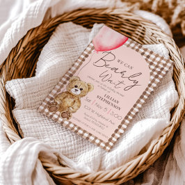Rosa Barly Wait Girl Baby Shower Inbjudningar