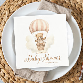 Rosa Barly Wait Girl Nalle Baby Shower Pappersservett