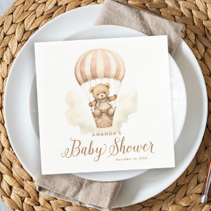 Rosa Barly Wait Girl Nalle Baby Shower Pappersservett