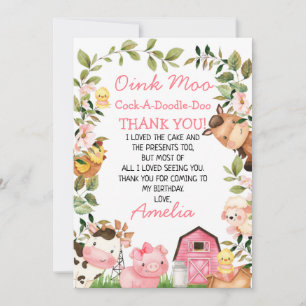 Rosa Barn Farm Foliage Birthday Tack för ditt kort