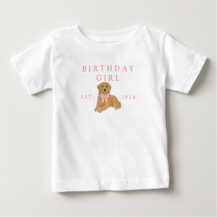 Rosa barnkalas Golden Retriever födelsedag T Shirt