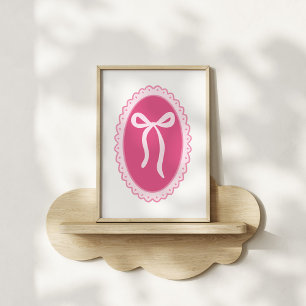 Rosa barnkammarskunst - Coquette oval ram och rose Poster