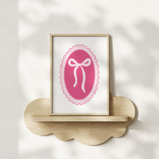 Rosa barnkammarskunst - Coquette oval ram och rose Poster