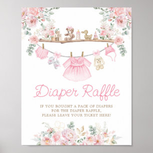 Rosa Barnkläder Blommigt Kortslutsblad Raffle Poster