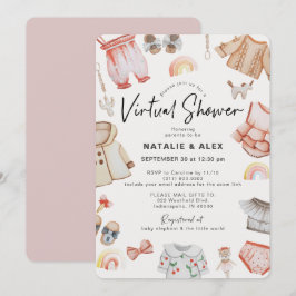 Rosa Barnkläder & Leksaker Virtuell babystövel Inbjudningar