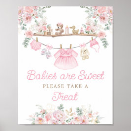 Rosa Barnkläder Spädbarn är Sweet Bord Sign Poster
