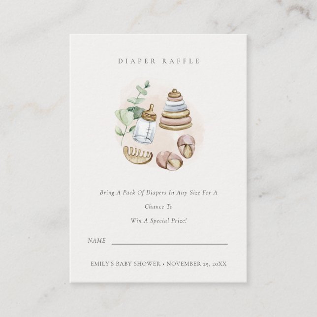 Rosa barnrums nödvändiga blöja lotteri baby shower tilläggskort (Framsida)