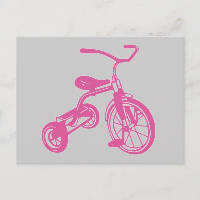 Rosa barntricycle vykort (Framsida)