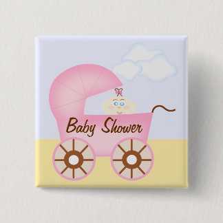 Rosa Barnvagn Baby Shower Pin Knapp