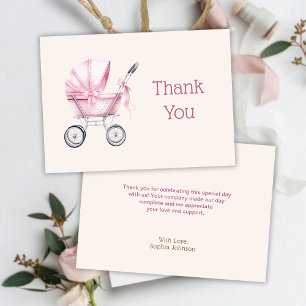 Rosa barnvagn Baby Shower Tack Kort