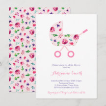 Rosa Barnvagn for Girl Blommigt Baby Shower