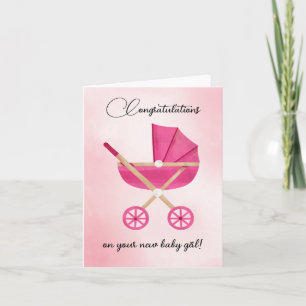 Rosa barnvagn Grattis Card Anteckningskort