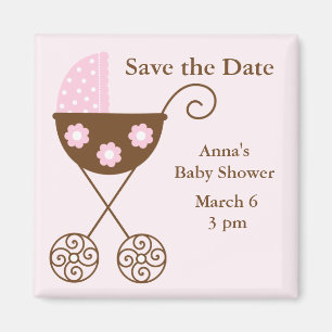 Rosa barnvagnbaby showerspara datera magnet