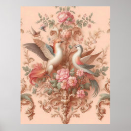 Rosa Baroque Rococo Flower Morris Poster
