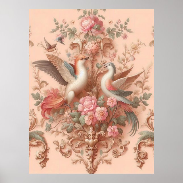 Rosa Baroque Rococo Flower Morris Poster (Framsidan)