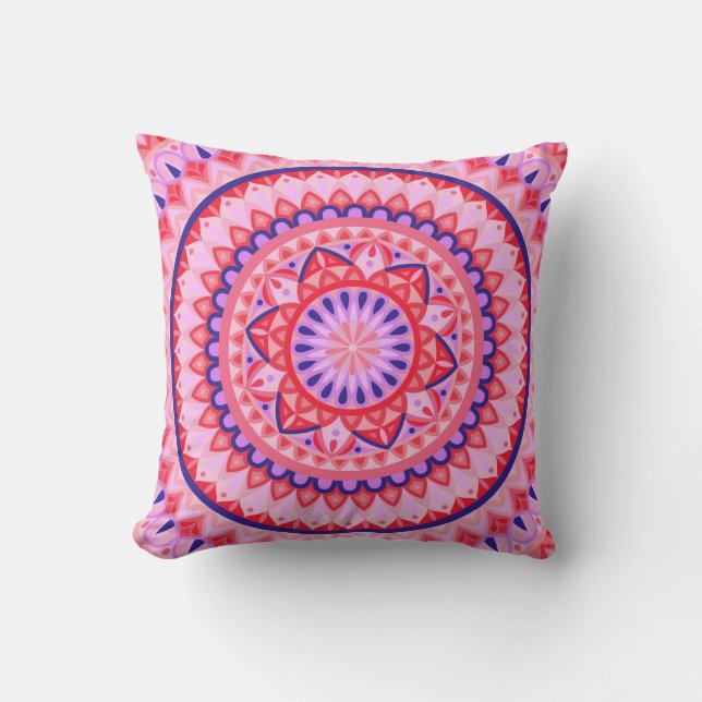 Rosa Base Mandala Dekorativ kudde (Framsida)