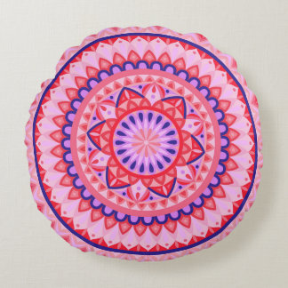 Rosa Base Mandala Round Pillow Rund Kudde