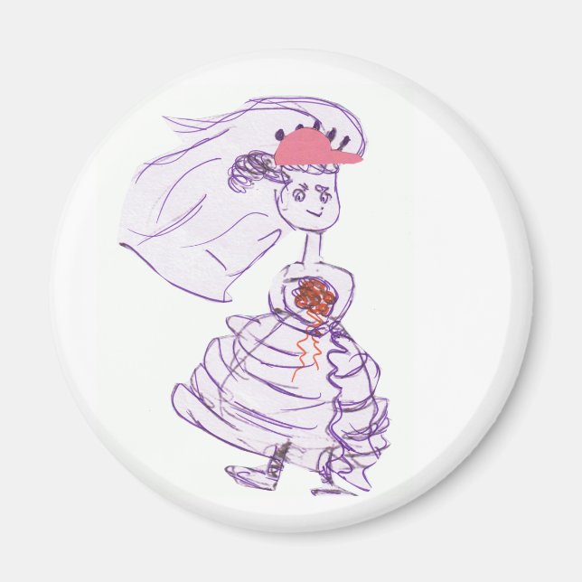 Rosa Baseball Cap Bride Magnet (Framsidan)