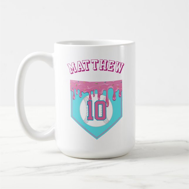 Rosa Baseboll Dropp Kaffemugg (Vänster)