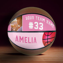 Rosa Basket Boll Girl Player Namn Team Number