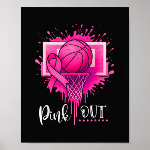 Rosa basket för bröstcancerupplysning poster