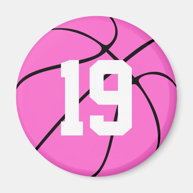 Rosa Basketball Anpassningsbar Jersey Number eller Magnet (Framsidan)