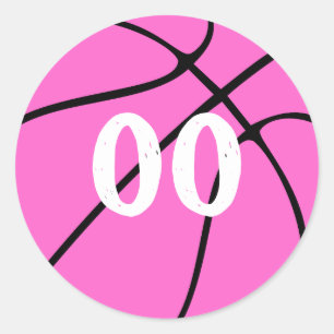 Rosa Basketball Anpassningsbar Number eller Brev S Runt Klistermärke