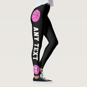 Rosa Basketball Anpassningsbar Team Namn och spela Leggings