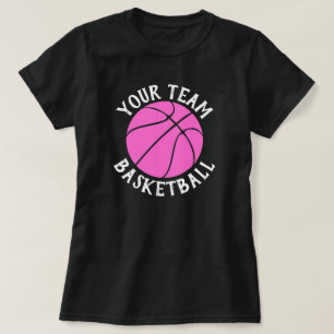 Rosa Basketball Anpassningsbar Team Namn Women's S T Shirt
