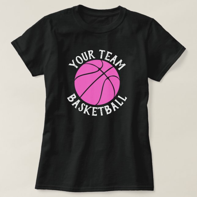 Rosa Basketball Anpassningsbar Team Namn Women's S T Shirt (Design framsida)