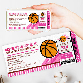 Rosa Basketball Biljett-pass-födelsedagsinbjudan Inbjudningar