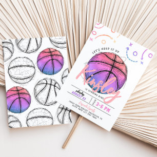 Rosa Basketball Birthday-inbjudan Inbjudningar