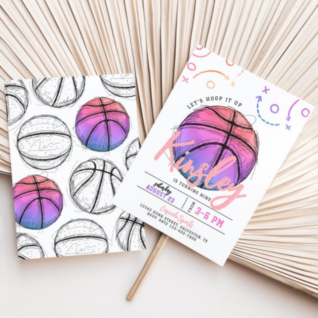 Rosa Basketball Birthday-inbjudan Inbjudningar (Skapare uppladdad)