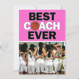 Rosa Basketball Coach Bästa någonsin Anpassningsba Tack Kort